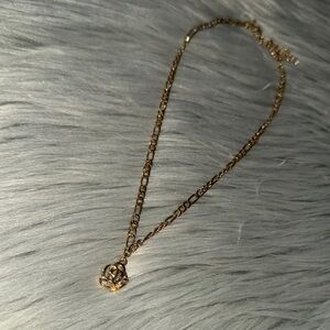 Faux Gold Rose Necklace
